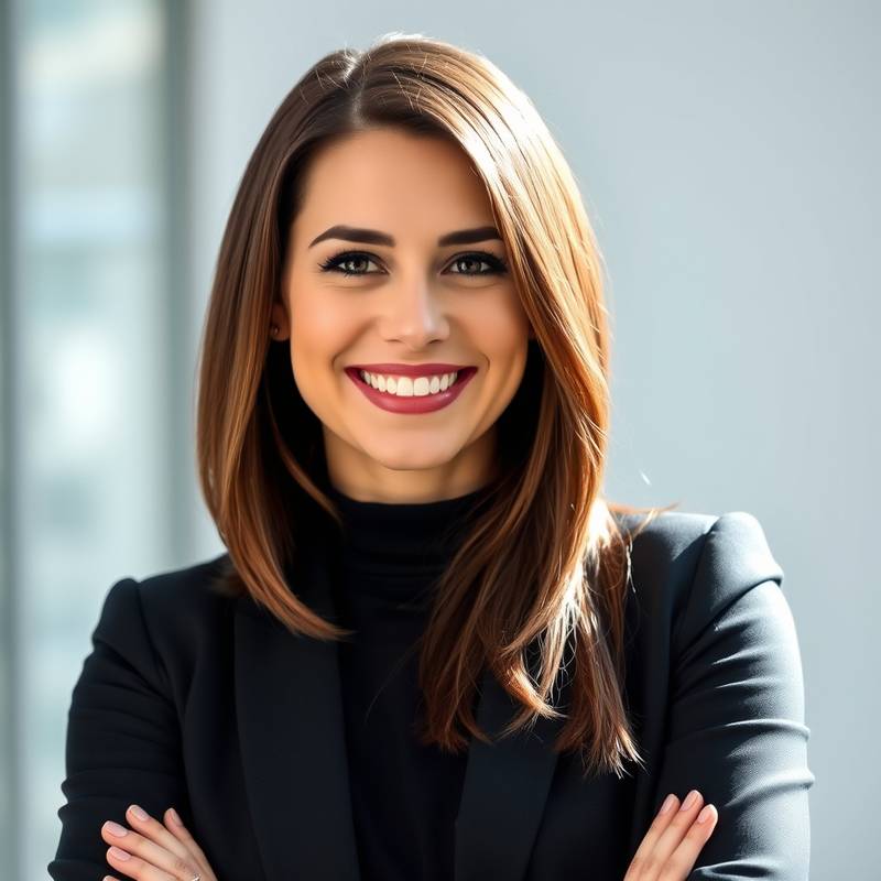 Portrait of Elena Petrova, co-founder and CEO of ScenicFinds, smiling confidently.