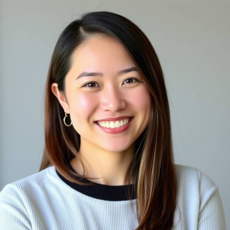 Portrait of Sarah Lee, Head of Logistics at ScenicFinds, smiling and approachable.